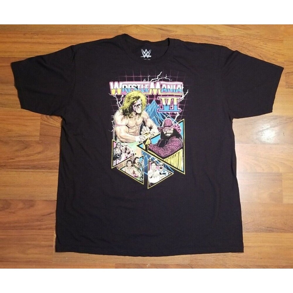 WWE Wrestle Mania 6  Shirt Men's 2XL Ultimate Warrior Macho Man Randy Savage  C4